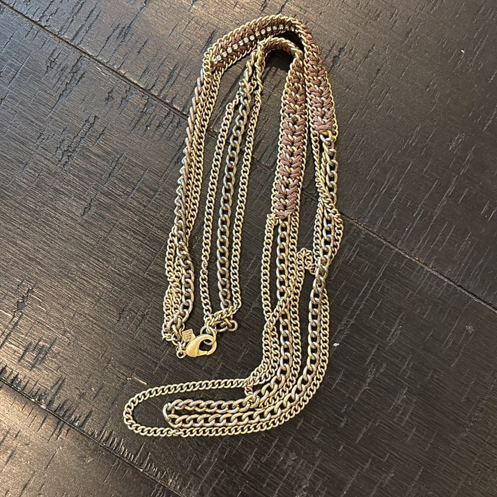 Banana Republic Gold Tone Long Chain Layered Necklace